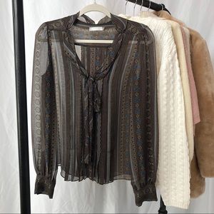 BADGLEY MISCHKA/ silk paisley bow blouse